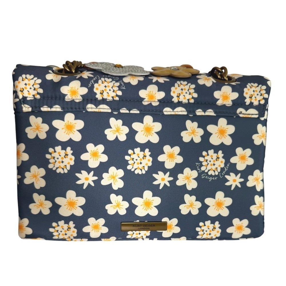 Kurt Geiger London Floral Kensington Satin Crossbody Bag NWOT Flower Appliqué - Picture 3 of 11